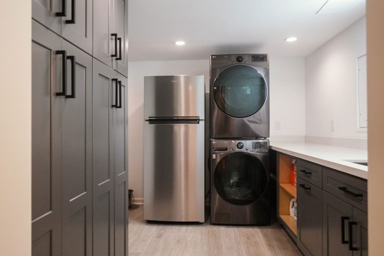 laundry room modern dark gray shaker cabinets