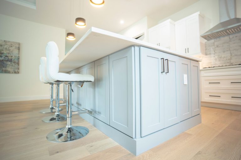 light gray kitchen island shaker cabinets