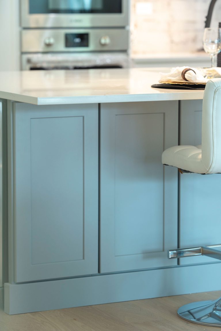 light gray shaker island cabinets