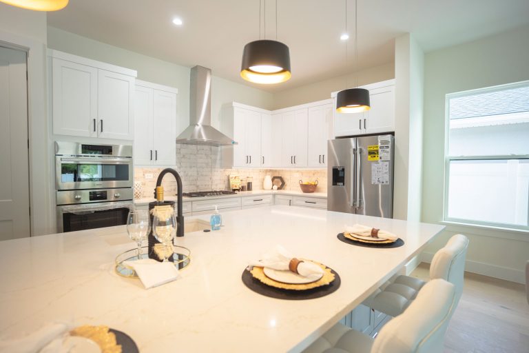 modern white shaker kitchen large island